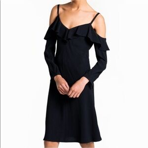 A.L.C. Felicia Cold-Shoulder Ruffle Black Dress 10